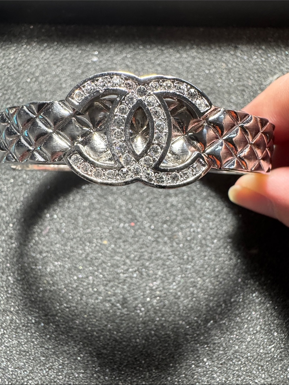 Silver Braided CC Logo Hinge Bracelet - Picture 2 of 9